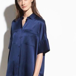 Vince Short Sleeve Silk Blouse–XS